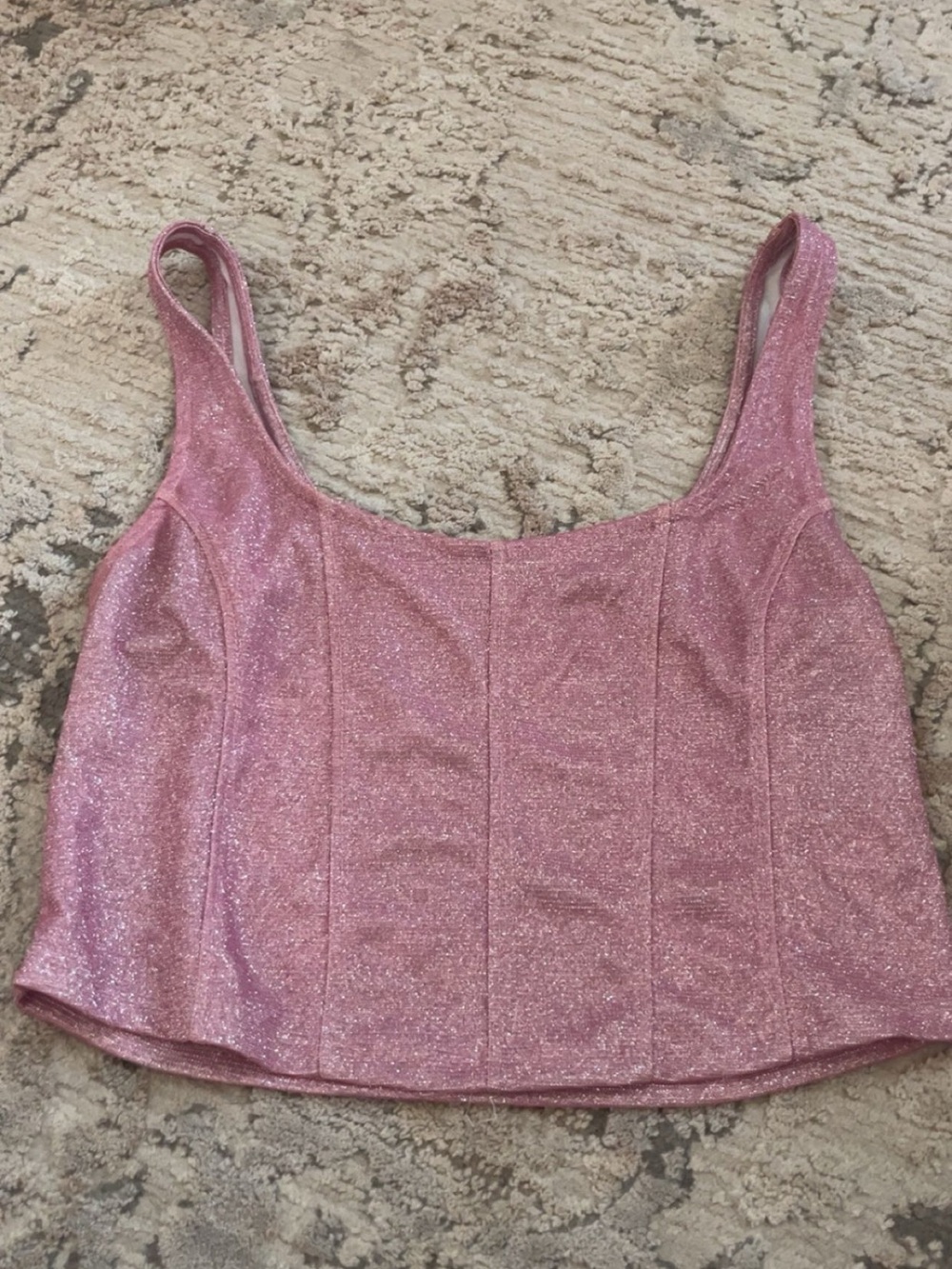 Altar'd State Pink Glitter Corset Tank